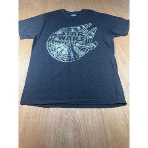 Star Wars Millennium Falcon Blueprint T Shirt Gray Short Sleeve Mens M